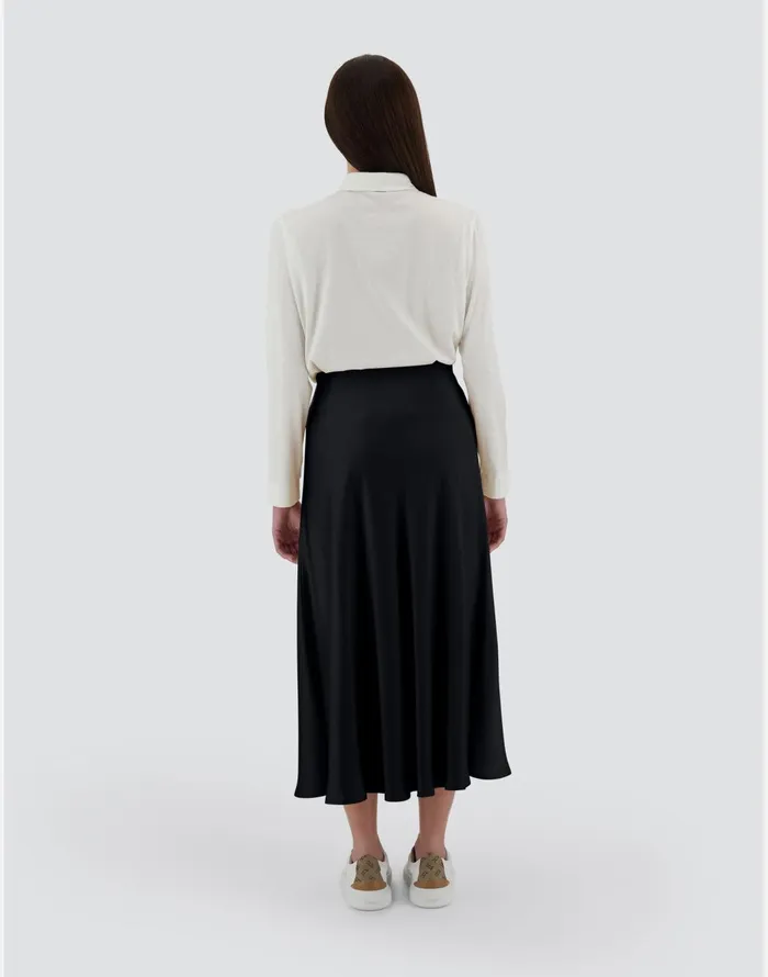Herno RESORT SKIRT IN SATIN EFFECT Black Women Skirts and Dresses