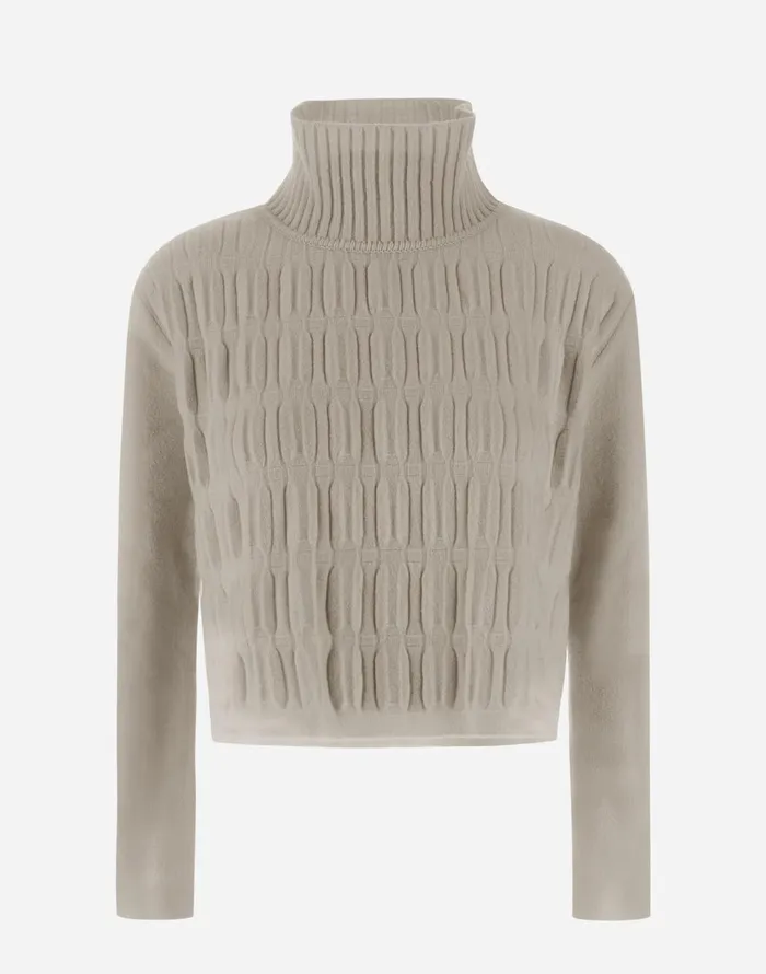 Herno RESORT SWEATER IN INFINITY 3D Ivory Women Knitwear