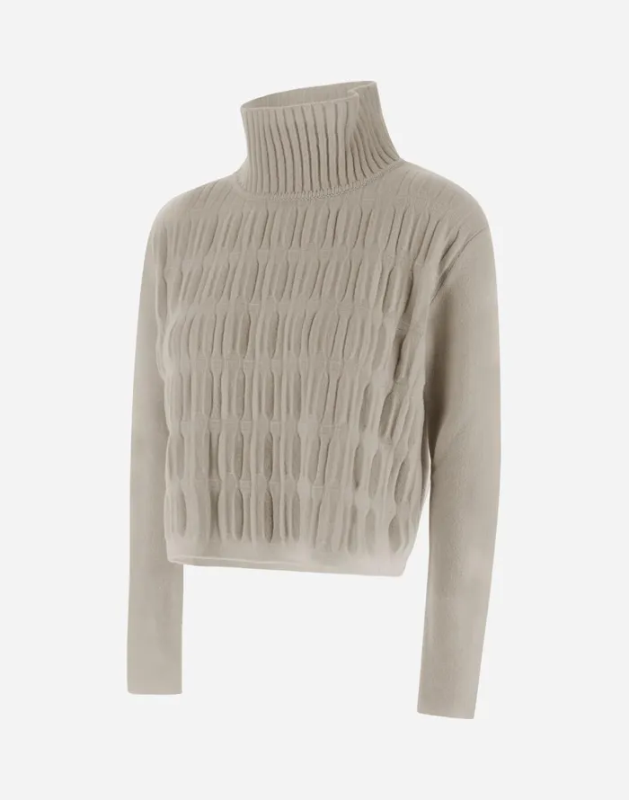 Herno RESORT SWEATER IN INFINITY 3D Ivory Women Knitwear