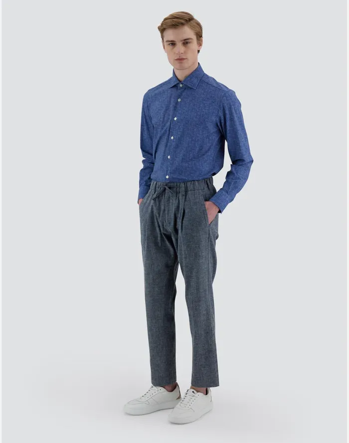 Herno RESORT TROUSERS IN COTTONEFFECT DENIM Navy Blue Men Trousers