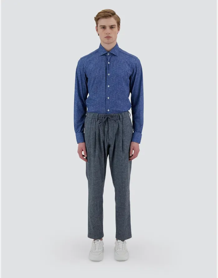 Herno RESORT TROUSERS IN COTTONEFFECT DENIM Navy Blue Men Trousers