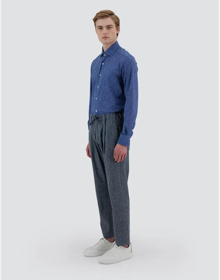 Herno RESORT TROUSERS IN COTTONEFFECT DENIM Navy Blue Men Trousers