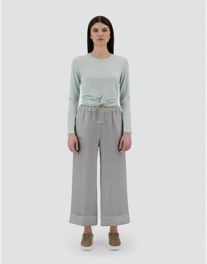 Herno RESORT TROUSERS IN NEW LINO Grey Women Trousers