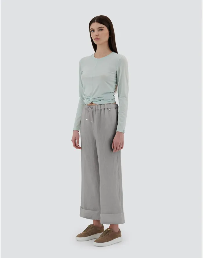 Herno RESORT TROUSERS IN NEW LINO Grey Women Trousers