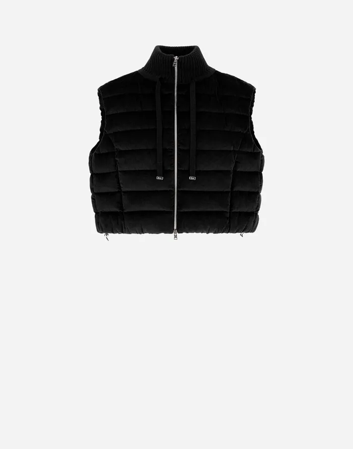 Herno RESORT WAISTCOAT IN DUSTY VELVET Black Women Vests