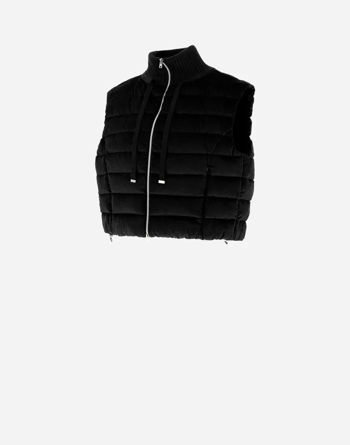 Herno RESORT WAISTCOAT IN DUSTY VELVET Black Women Vests