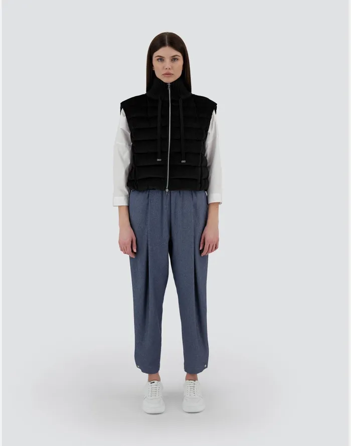 Herno RESORT WAISTCOAT IN DUSTY VELVET Black Women Vests