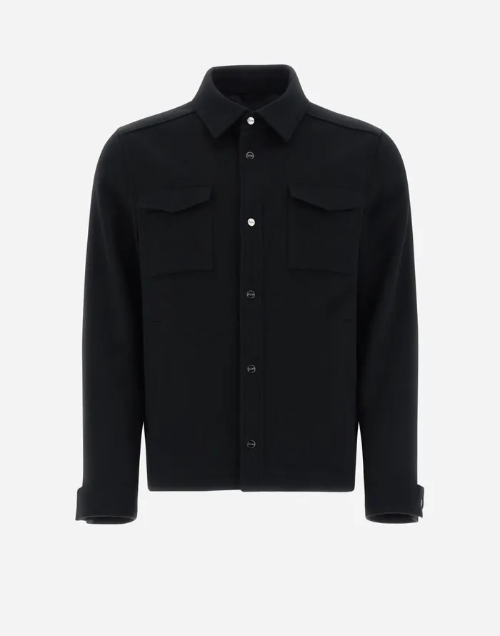 Herno SHIRT IN NEW WOOL CASHMERE Black Men Shackets