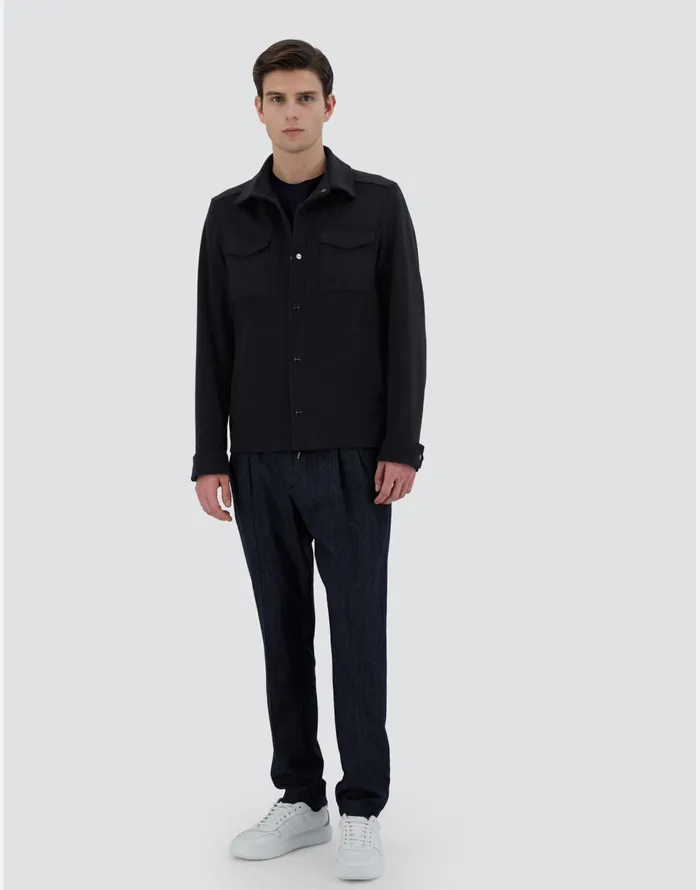 Herno SHIRT IN NEW WOOL CASHMERE Black Men Shackets