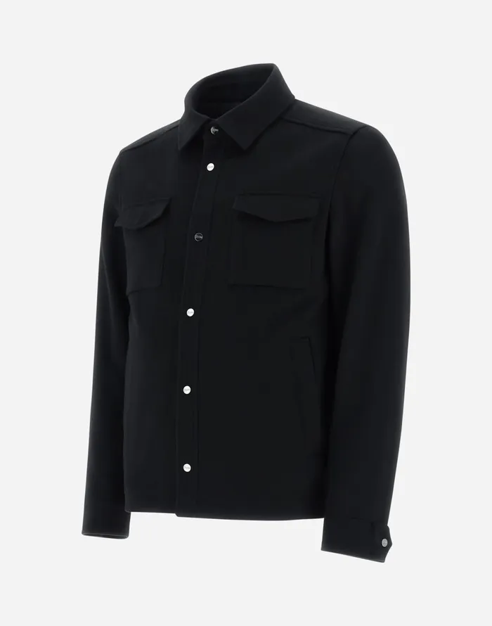 Herno SHIRT IN NEW WOOL CASHMERE Black Men Shackets