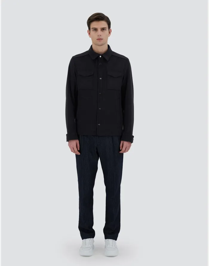 Herno SHIRT IN NEW WOOL CASHMERE Black Men Shackets