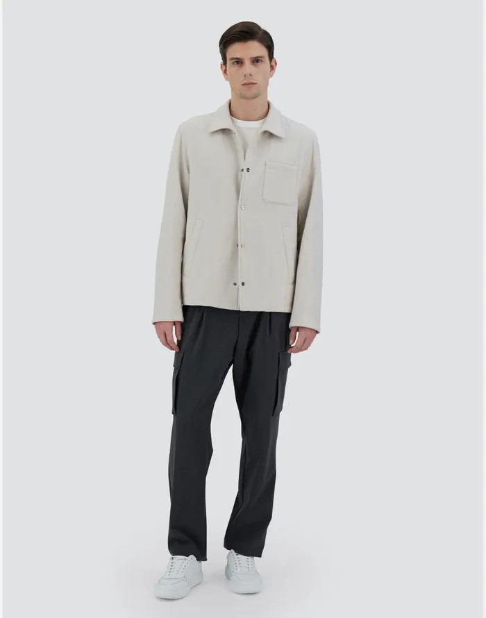 Herno SHIRT IN WOOL FLANNEL Chantilly Men Shackets