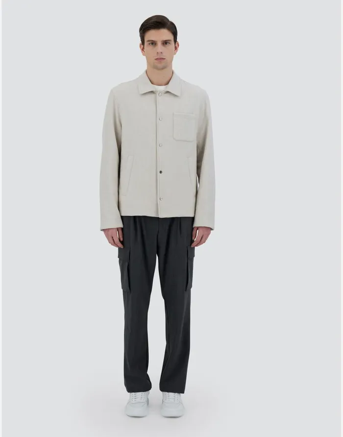 Herno SHIRT IN WOOL FLANNEL Chantilly Men Shackets