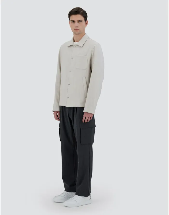 Herno SHIRT IN WOOL FLANNEL Chantilly Men Shackets