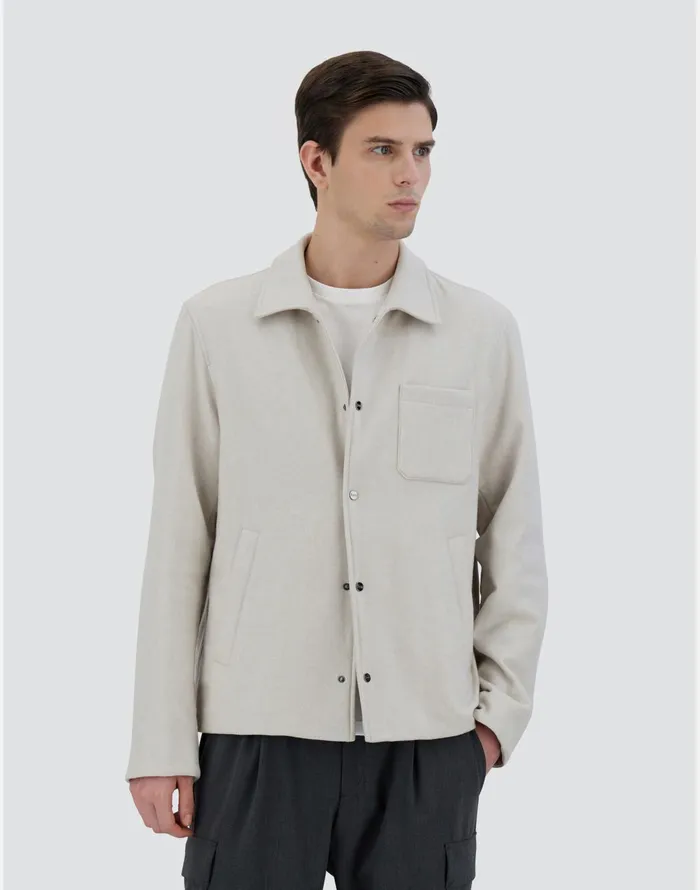 Herno SHIRT IN WOOL FLANNEL Chantilly Men Shackets