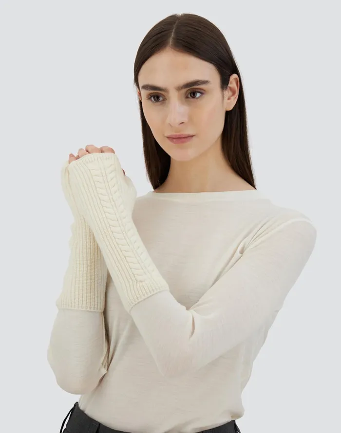 Herno SLEEVES IN COMFY INFINITY Cream Women Sleeves and Gloves