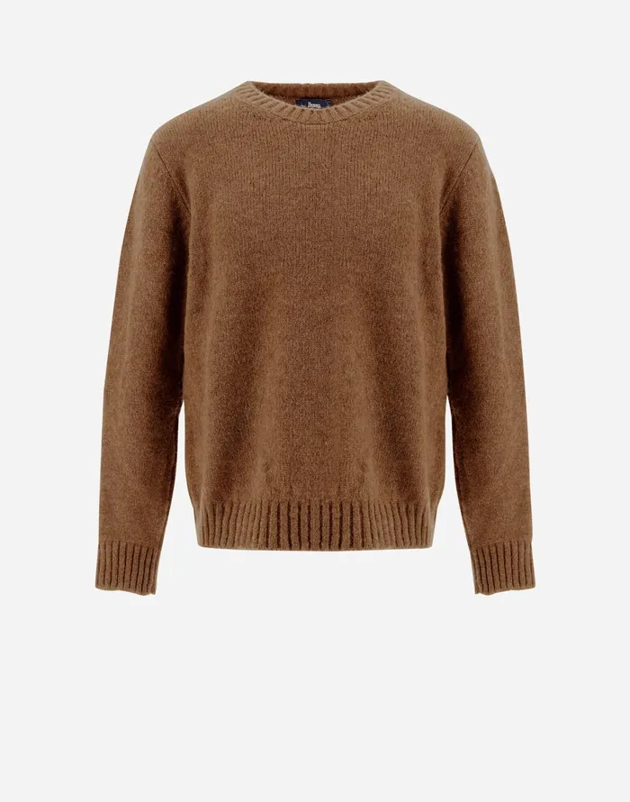 Herno SWEATER IN PLAINALPACA WOOL Earthenware Men Knitwear