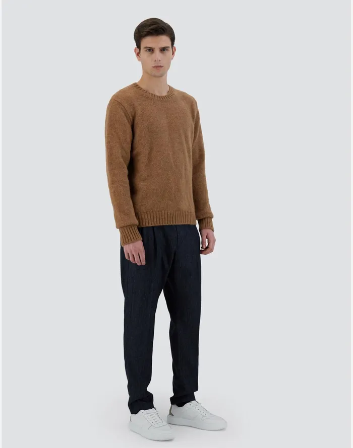 Herno SWEATER IN PLAINALPACA WOOL Earthenware Men Knitwear