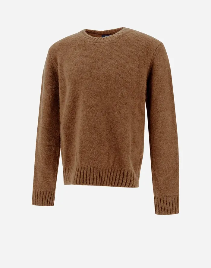 Herno SWEATER IN PLAINALPACA WOOL Earthenware Men Knitwear