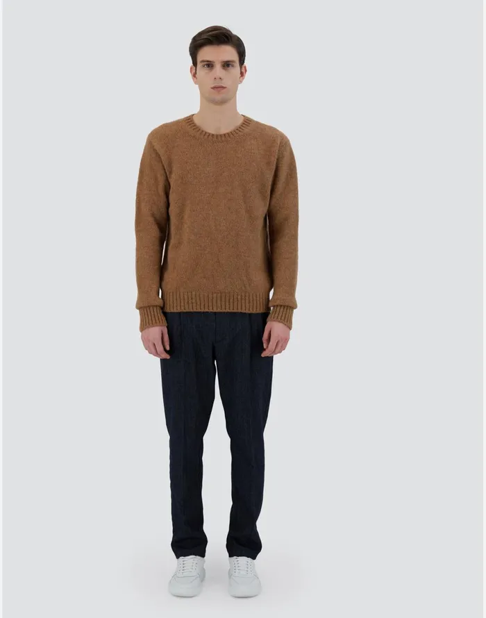 Herno SWEATER IN PLAINALPACA WOOL Earthenware Men Knitwear