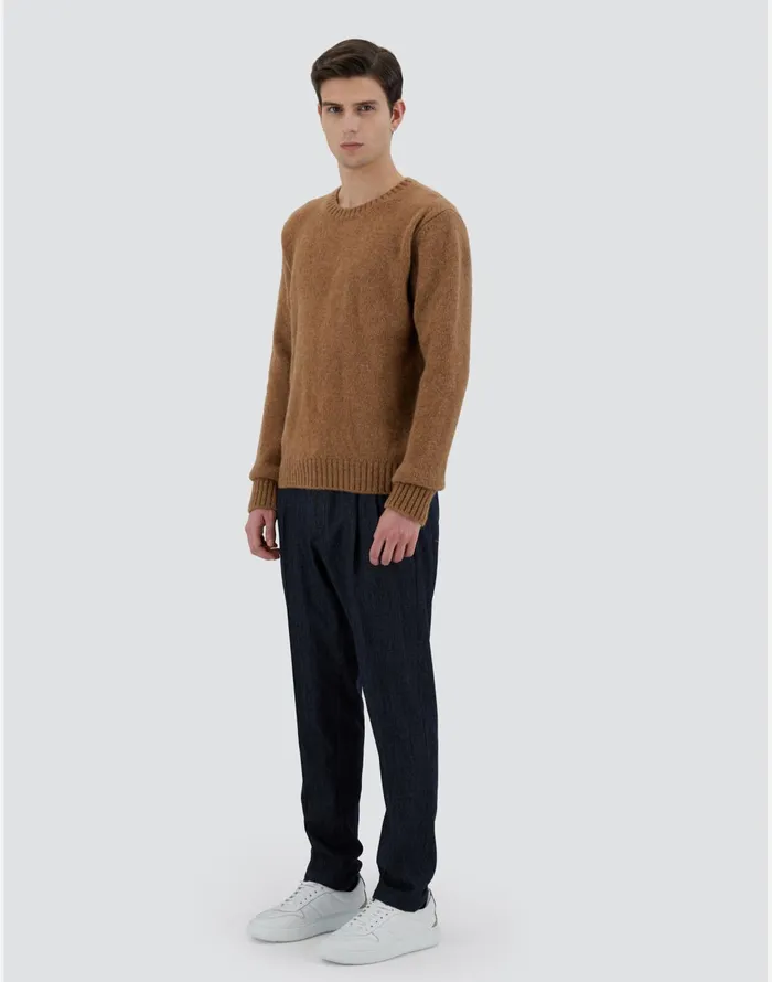 Herno SWEATER IN PLAINALPACA WOOL Earthenware Men Knitwear