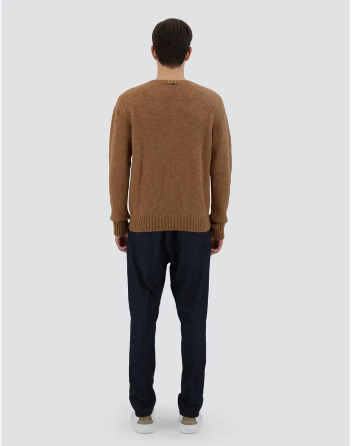 Herno SWEATER IN PLAINALPACA WOOL Earthenware Men Knitwear