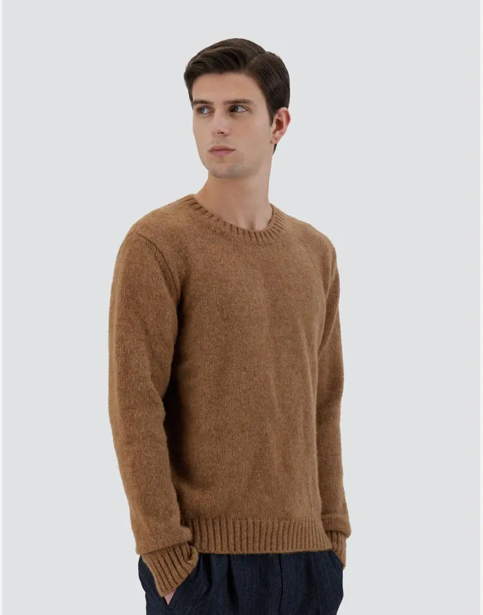Herno SWEATER IN PLAINALPACA WOOL Earthenware Men Knitwear