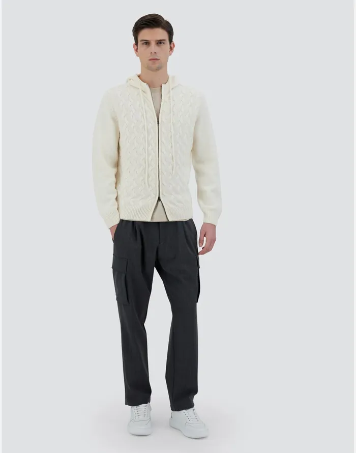 Herno SWEATSHIRT IN WOOL CASHMERE CABLE White Men Sweaters and Cardigan