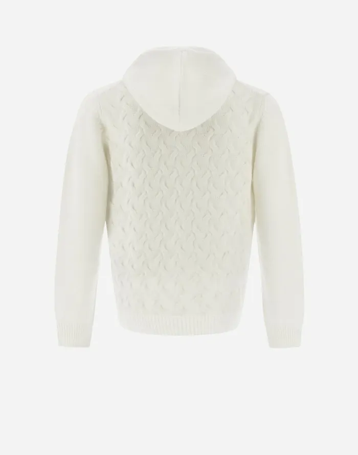 Herno SWEATSHIRT IN WOOL CASHMERE CABLE White Men Sweaters and Cardigan
