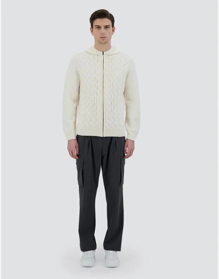 Herno SWEATSHIRT IN WOOL CASHMERE CABLE White Men Sweaters and Cardigan