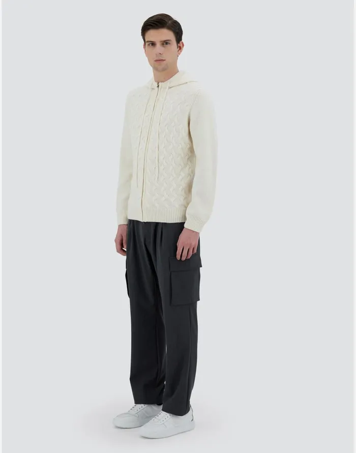Herno SWEATSHIRT IN WOOL CASHMERE CABLE White Men Sweaters and Cardigan