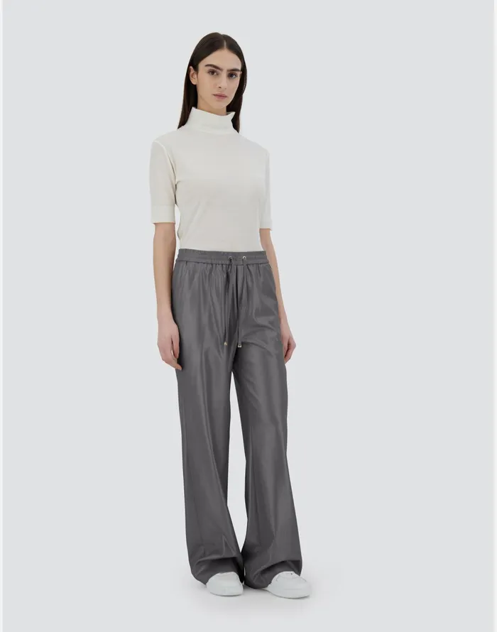 Herno TROUSERS IN METALLICFLANNEL EFFECT Grey Women Trousers