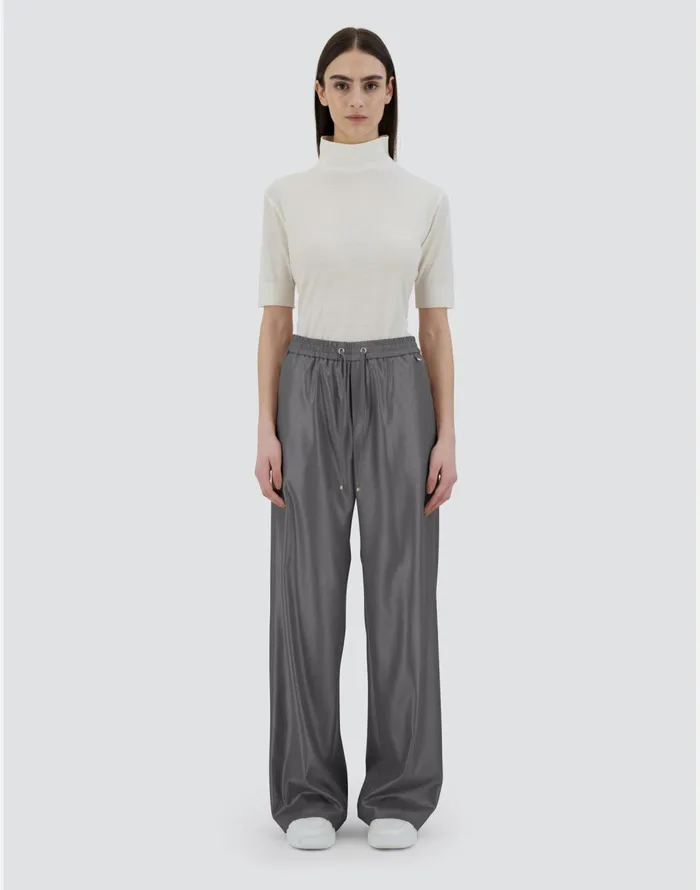 Herno TROUSERS IN METALLICFLANNEL EFFECT Grey Women Trousers