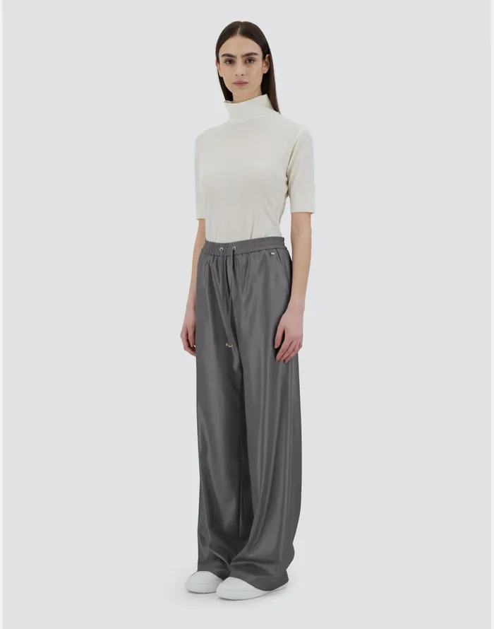 Herno TROUSERS IN METALLICFLANNEL EFFECT Grey Women Trousers