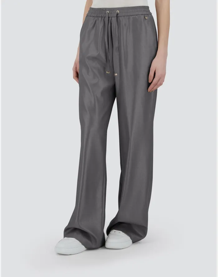 Herno TROUSERS IN METALLICFLANNEL EFFECT Grey Women Trousers