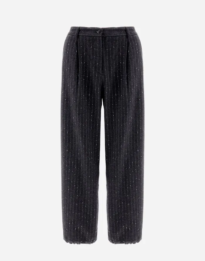 Herno TROUSERS IN TWINKLEPINSTRIPED Grey Women Trousers