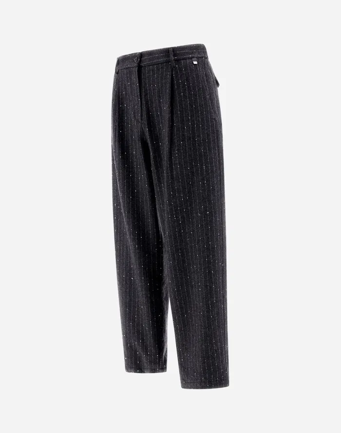 Herno TROUSERS IN TWINKLEPINSTRIPED Grey Women Trousers