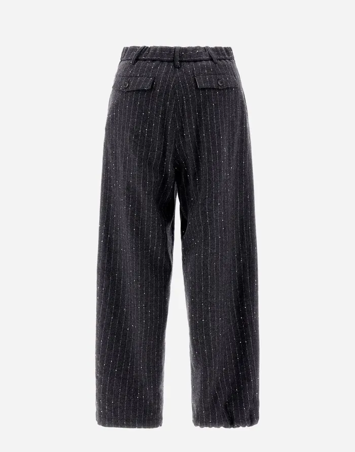 Herno TROUSERS IN TWINKLEPINSTRIPED Grey Women Trousers