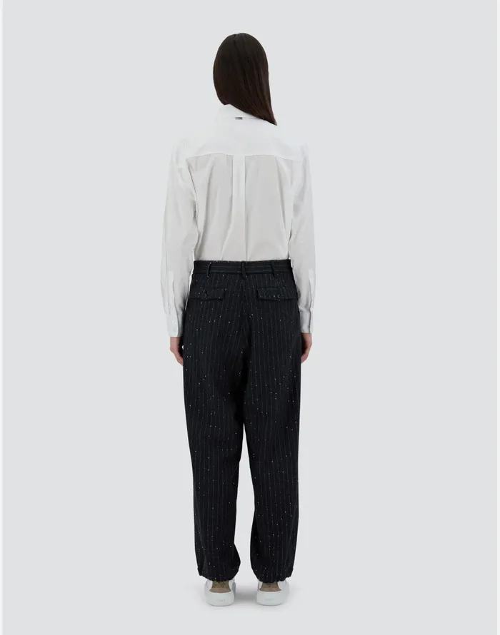 Herno TROUSERS IN TWINKLEPINSTRIPED Grey Women Trousers