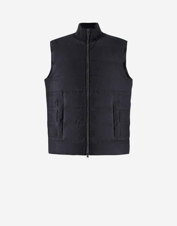 Herno VEST IN CASHMERE SILK AND KNIT Navy Blue Men Vests