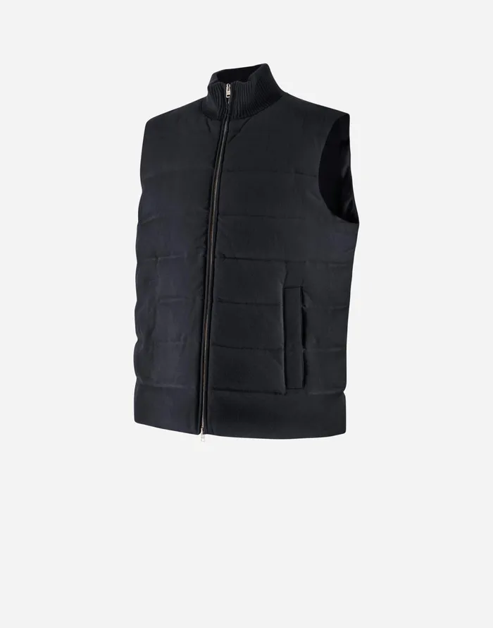 Herno VEST IN CASHMERE SILK AND KNIT Navy Blue Men Vests