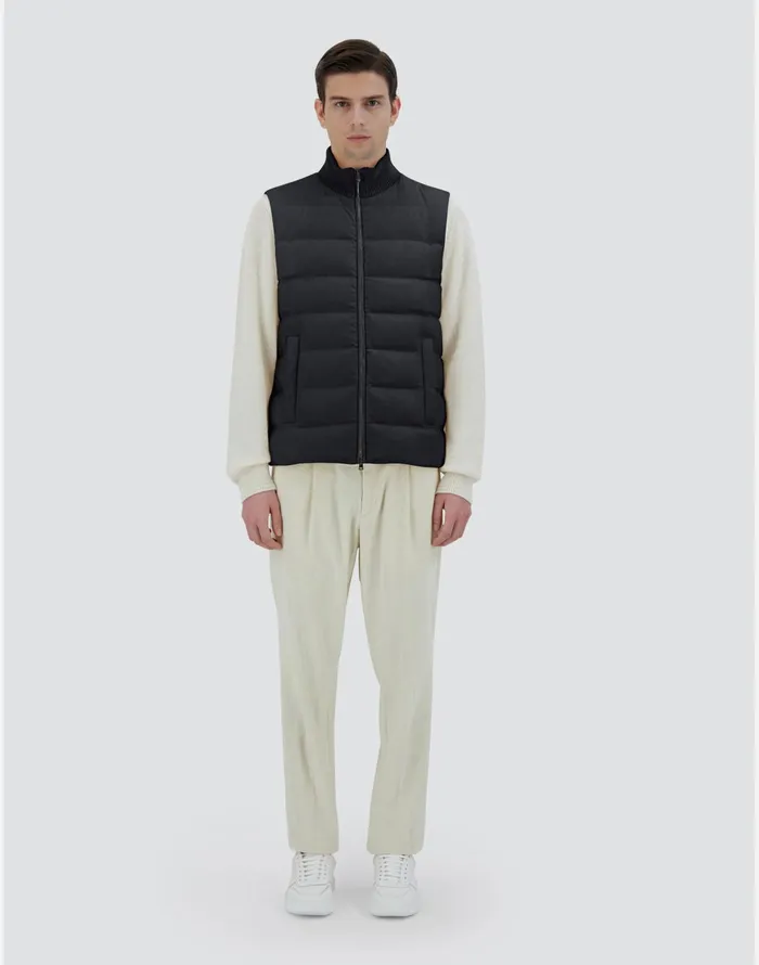 Herno VEST IN CASHMERE SILK AND KNIT Navy Blue Men Vests