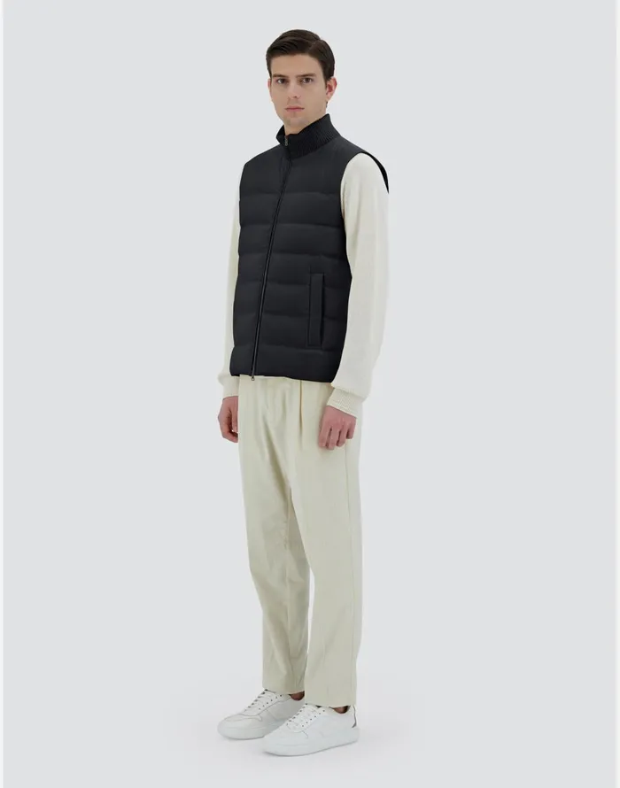Herno VEST IN CASHMERE SILK AND KNIT Navy Blue Men Vests