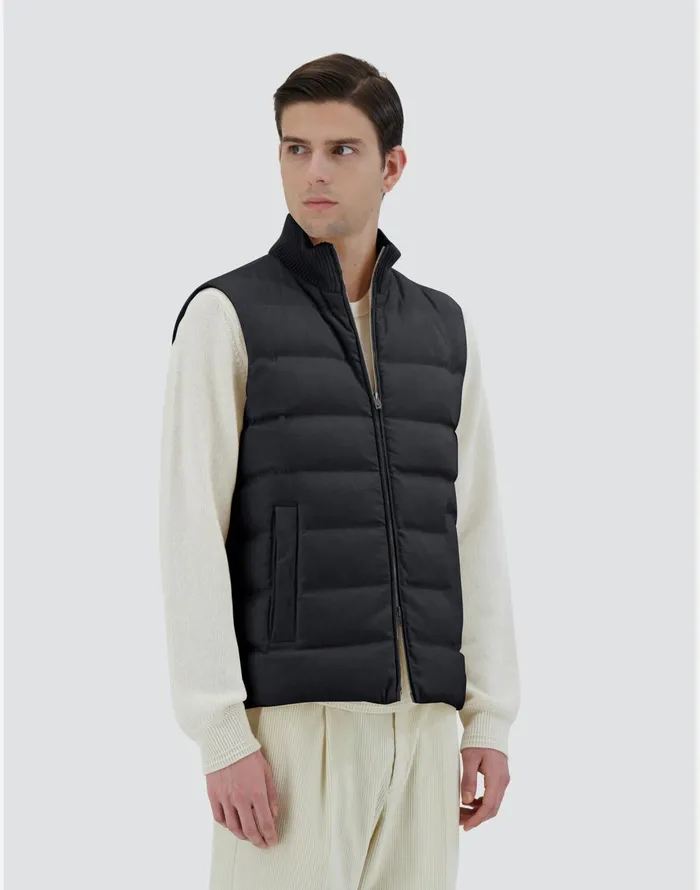 Herno VEST IN CASHMERE SILK AND KNIT Navy Blue Men Vests