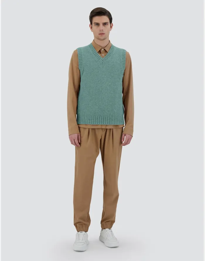 Herno VEST IN PLAINALPACA WOOL Green Men Knitwear