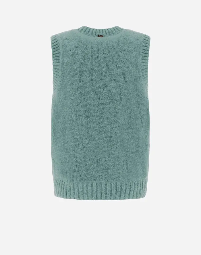 Herno VEST IN PLAINALPACA WOOL Green Men Knitwear