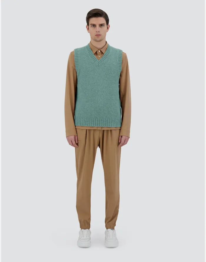 Herno VEST IN PLAINALPACA WOOL Green Men Knitwear
