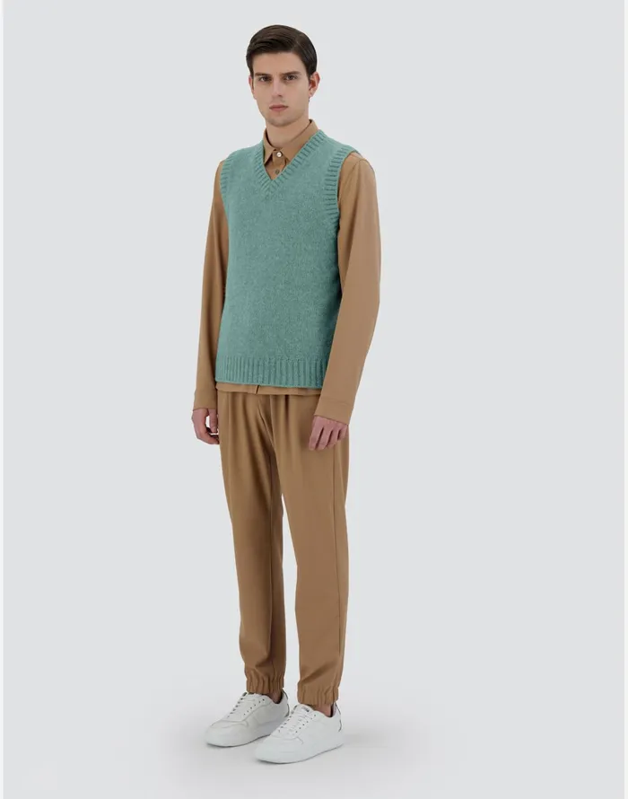 Herno VEST IN PLAINALPACA WOOL Green Men Knitwear