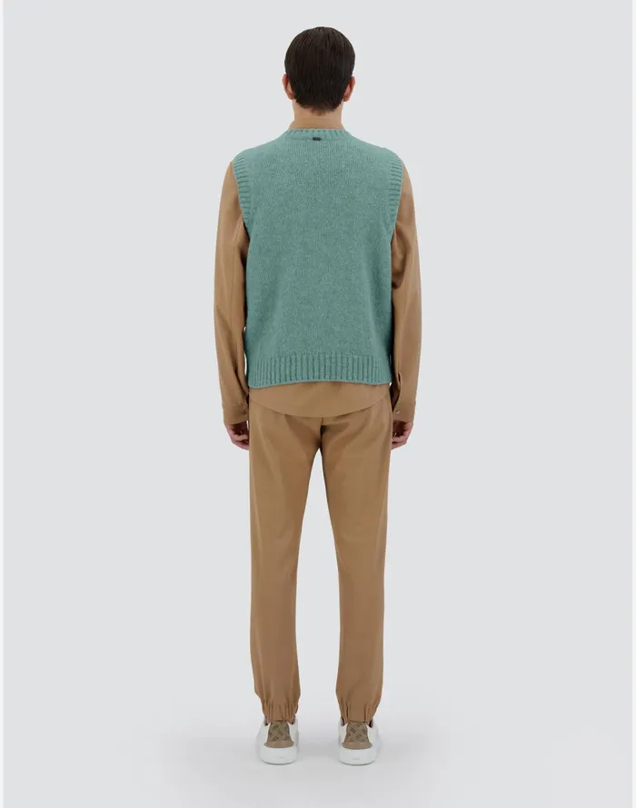 Herno VEST IN PLAINALPACA WOOL Green Men Knitwear