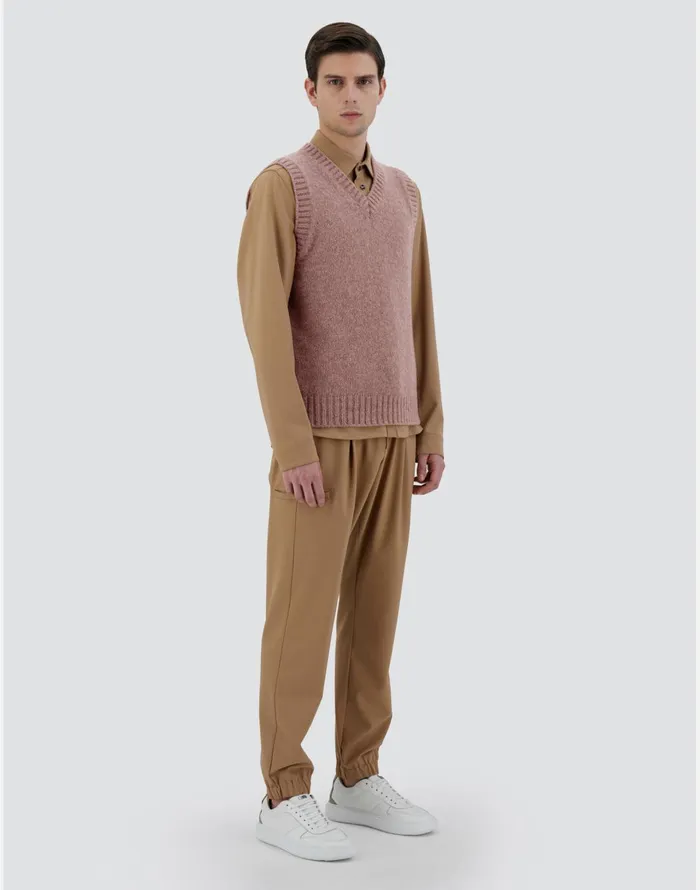 Herno VEST IN PLAINALPACA WOOL Pink Men Knitwear
